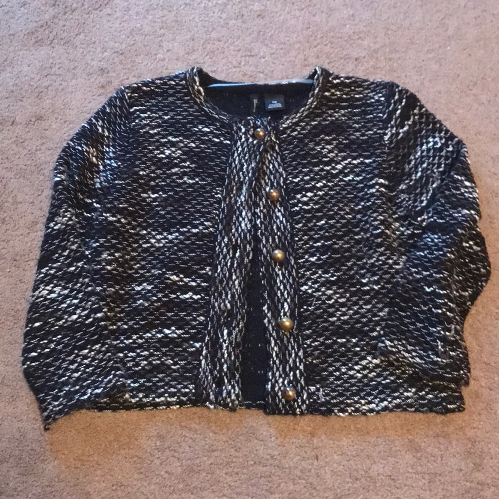 New Directions Black and Cream Cardigan Sweater